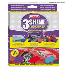 Mafra 3Shine 3 Panni in Microfibra per Lavaggio Interni e Esterni Auto