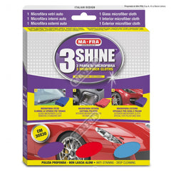 Mafra 3Shine 3 Panni in Microfibra per Lavaggio Interni e Esterni Auto