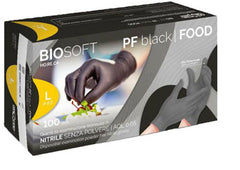 Biosoft Food Guanti in Nitrile Monouso Nero per Alimenti Taglia L 100 Pz