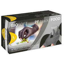 Biosoft Food Guanti in Nitrile Monouso Nero per Alimenti Taglia L 100 Pz