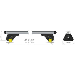 Nordrive Alumia In-Rail Barre Portatutto in Alluminio Tetto Auto 120cm