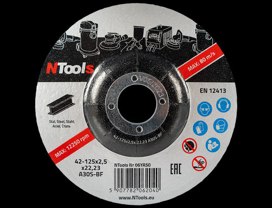 NTools SDCS Disco da Taglio e Molatura Acciaio 115x2,5x22,23mm 1 Pezzo