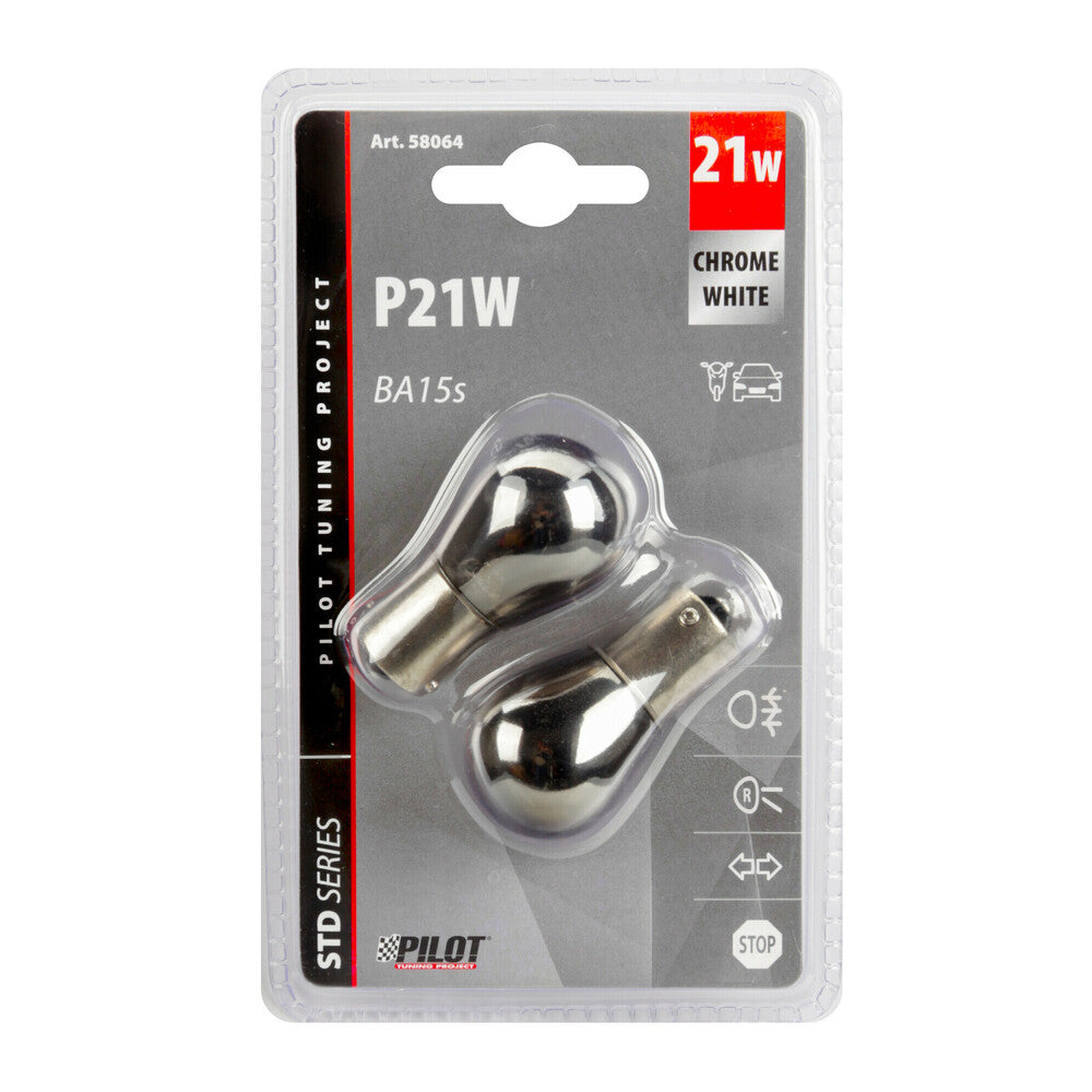 Pilot Lampadina Auto e Moto 1 Filamento 12V P21W - 2 Pezzi