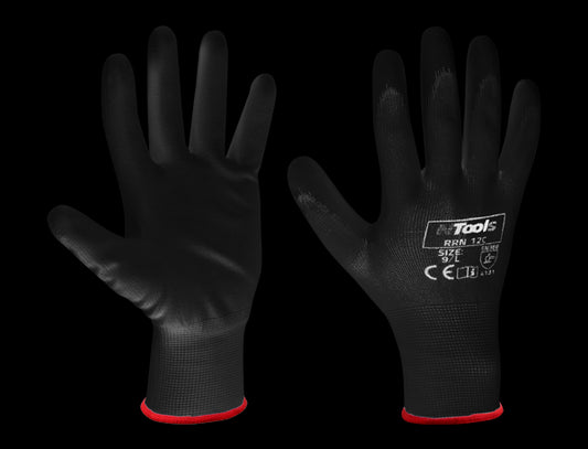 Guanti Da Lavoro Nero Tag.M Nylon E Poliuretano (12paia)
