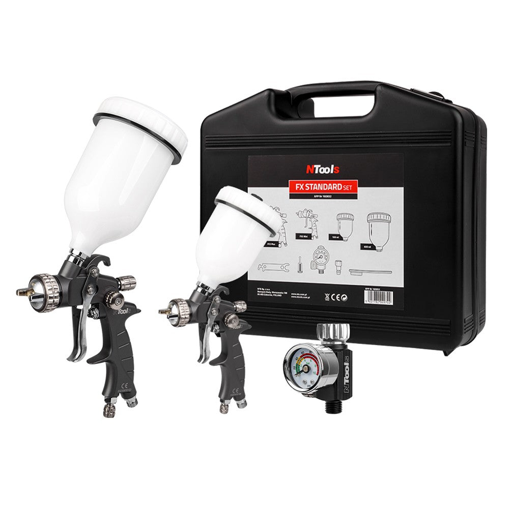 Set Aerografo Fx3 ø1,4 + Fx3 Mini ø1,0 + Manometro