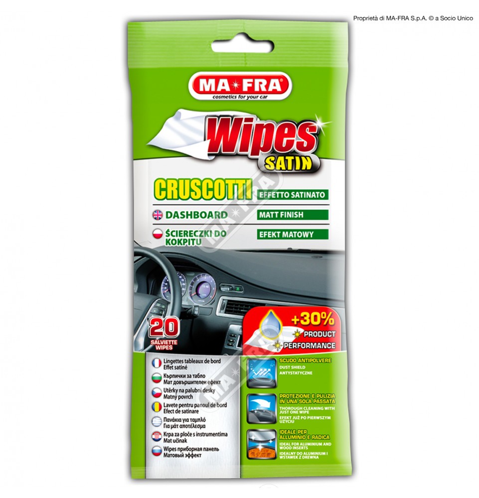 Mafra Wipes Salviettine Cruscotti Auto Effetto Satinato 20 Pezzi
