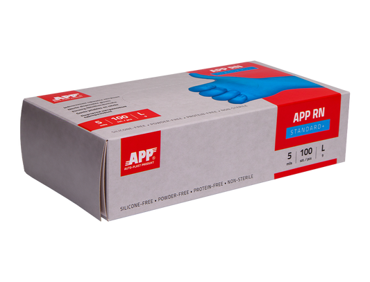 APP Standard+ Guanti Nitrile Blu Taglia L Senza Polvere 100 Pezzi