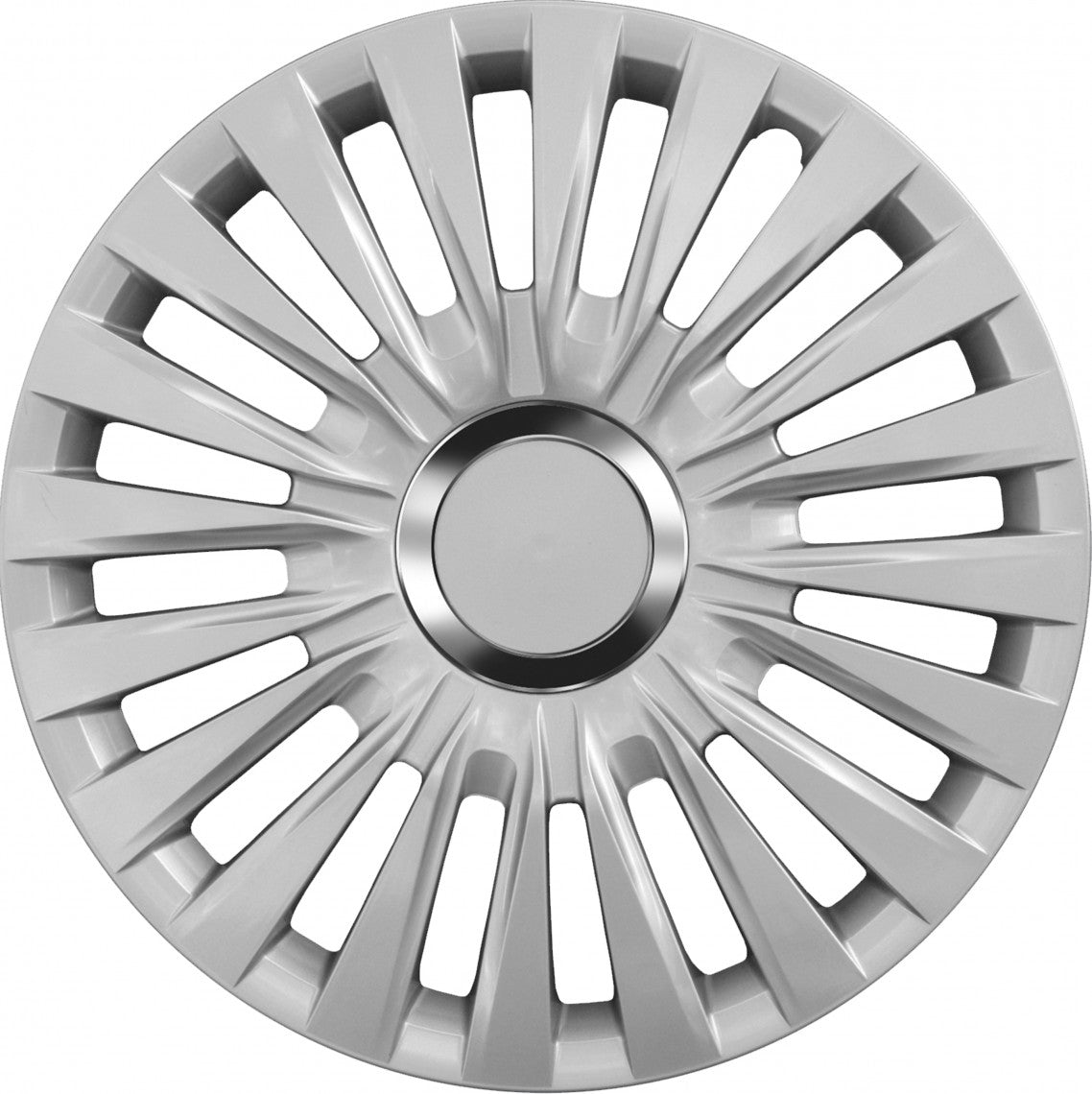 G3 Copricerchi Gomme Auto 16" Grigio Lucido Inserto Cromato 4 Pezzi