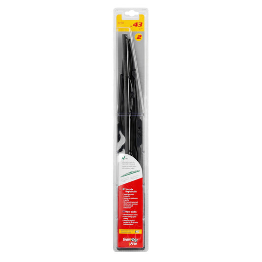 Gran Pree Spazzole Tergicristallo Universali 43 cm in Metallo 2 Pezzi