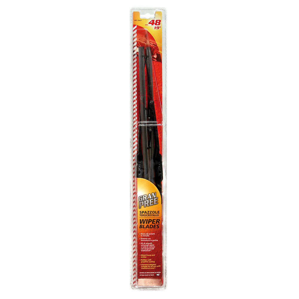 Gran Pree Spazzole Tergicristallo Universali in Metallo 48 cm 2 Pezzi