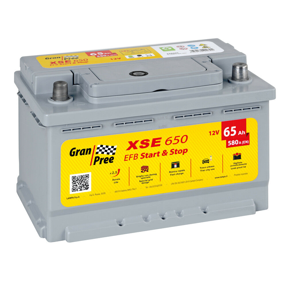 Gran Pree XSE650 Start-Stop EFB Batteria Auto 12V 65Ah 580A LB3