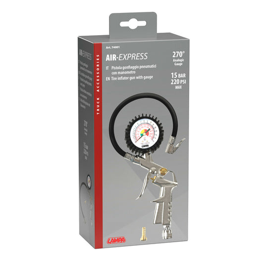 Lampa Air Express Pistola Gonfiaggio Ruote con Manometro 270°