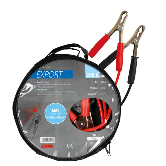 Lampa Cavi Batteria Export 12V 250cm 200A con Pinze Isolate e Custodia
