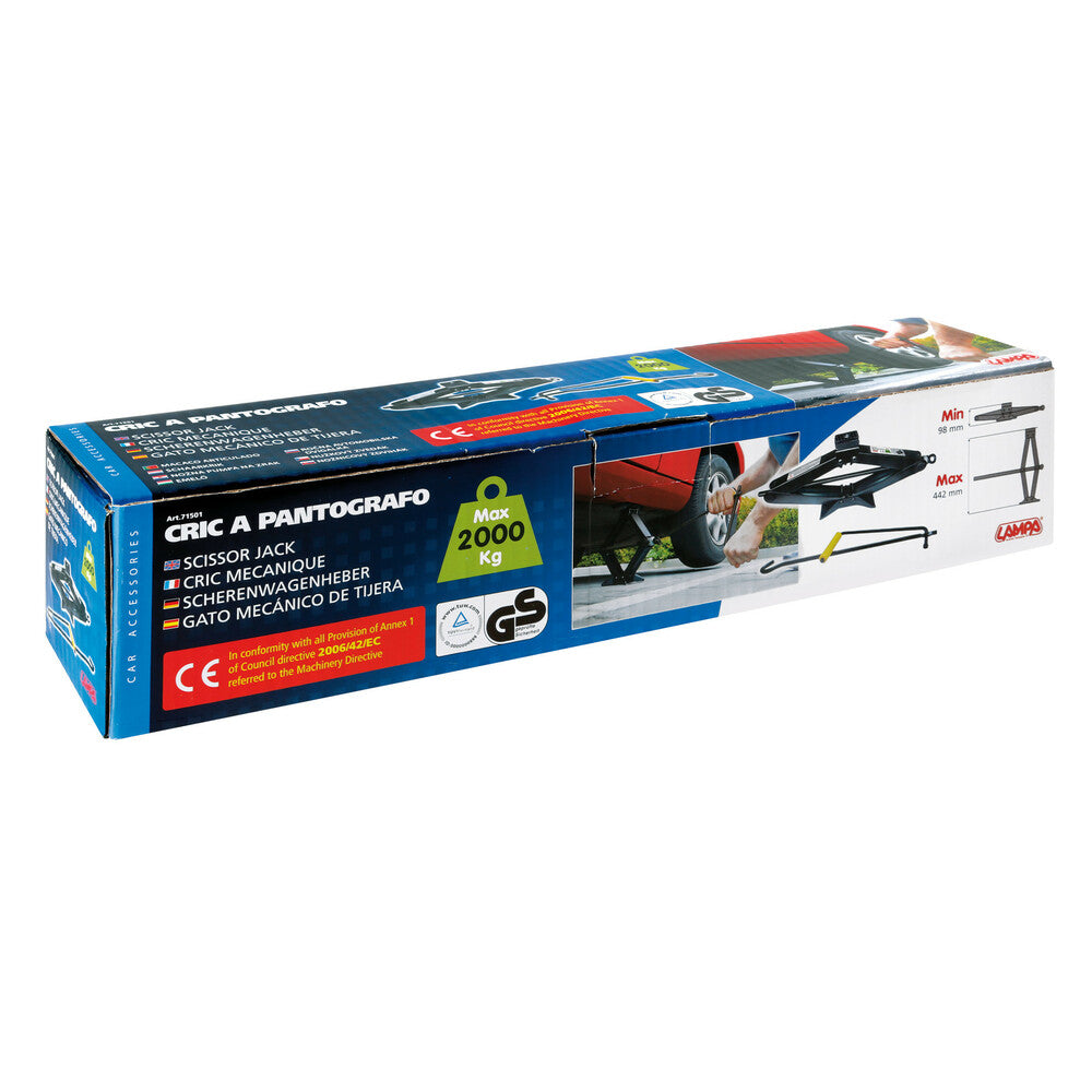 Lampa Cric a Pantografo Omologato Sollevamento Max 2000 Kg