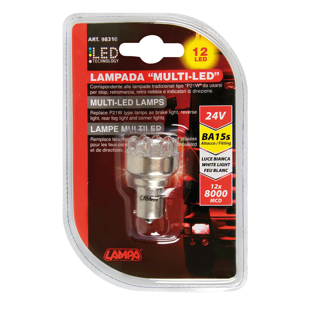 Lampa Lampadina Multi-Led Bianco per Auto 24V P21W 1 Pezzo