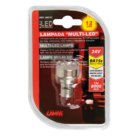 Lampa Lampadina Multi-Led Bianco per Auto 24V P21W 1 Pezzo