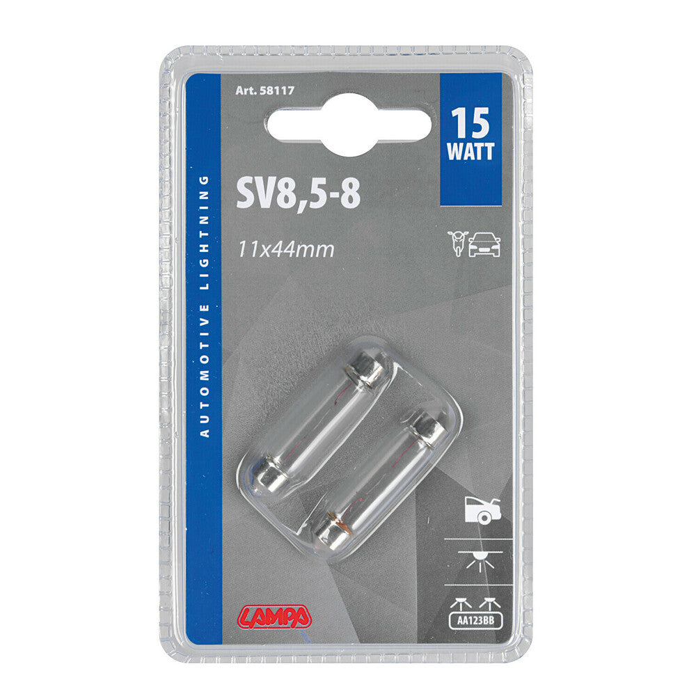 Lampa Lampadine Siluro Auto 15W Attacco SV8,5-8 Blister 2 Pezzi
