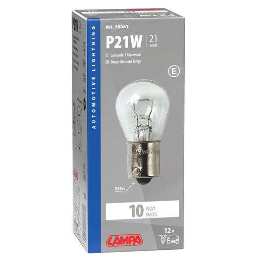 Lampa Set 10 Lampadine per Auto 12V 21W P21W Omologazione E