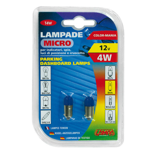 Lampa Micro Luci Blu per Cruscotto, Spie, Fari Posizioni T4W BA9s 2 pz