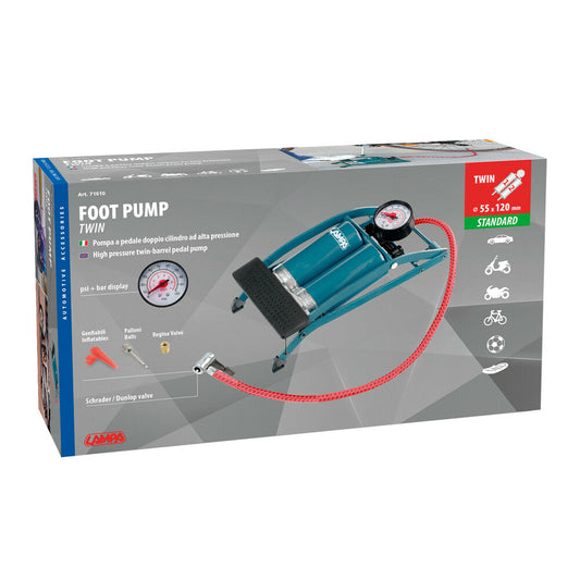 Lampa Pompa a Pedale con Doppio Cilindro per Gonfiare Ruote Auto