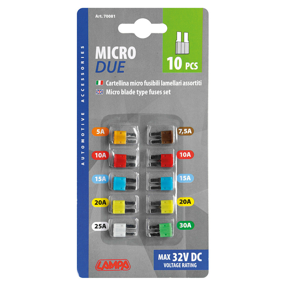 Lampa Micro-Due Set 10 Micro Fusibili Lamellari Assortiti