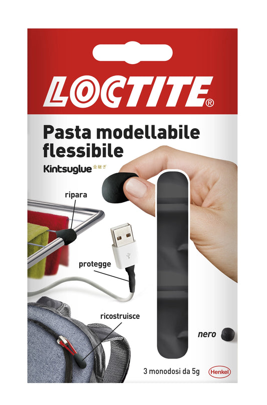 Loctite Kintsuglue Pasta Modellabile Flessibile Nera per Riparazione 3 Pezzi x 5 g
