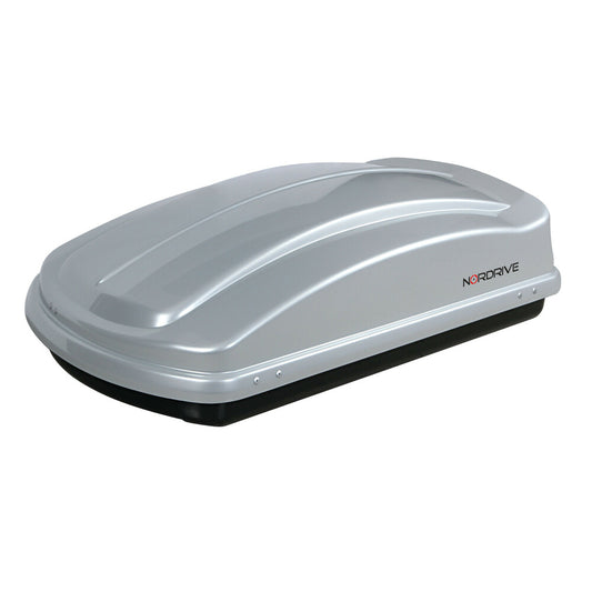 Nordrive Box Tetto Auto Argento Lucido in ABS 330Lt Carico Max 75kg