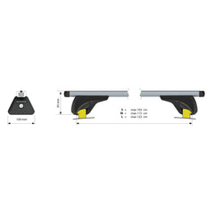 Nordrive Helio In-Rail Barre Portatutto Alluminio per Tetto Auto 120cm