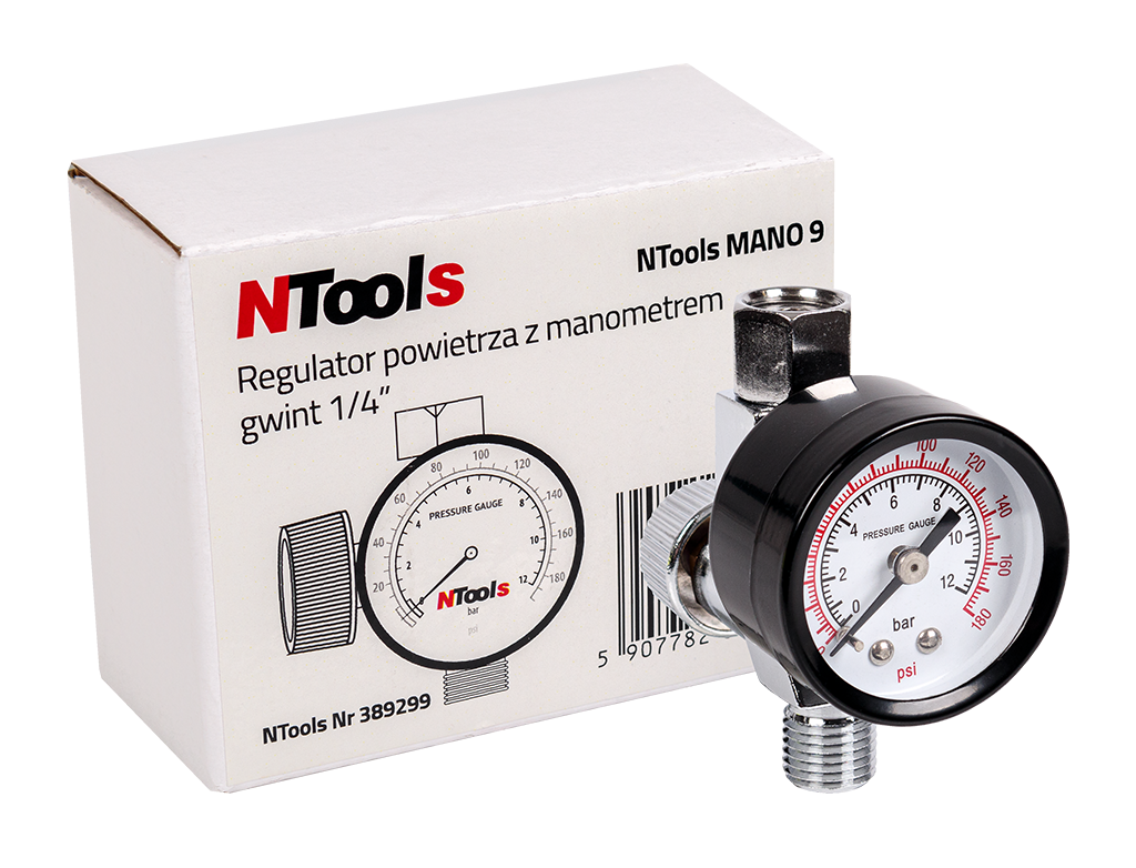 NTools MANO 9 Regolatore di Aria con Manometro Universale