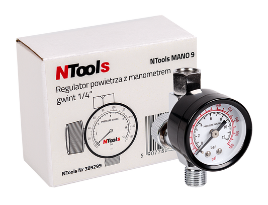 NTools MANO 9 Regolatore di Aria con Manometro Universale