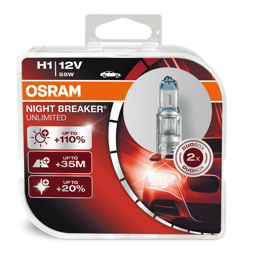 Osram Night Breaker Unlimited H1 Lampadine Auto Luminose 2 Pezzi
