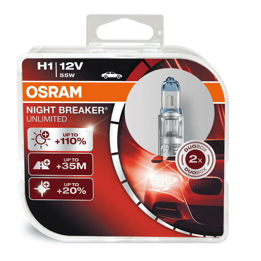 Osram Night Breaker Unlimited H1 Lampadine Auto Luminose 2 Pezzi