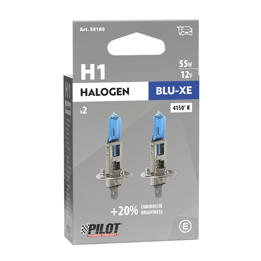 Pilot Set 2 Pezzi Lampadina Alogena Blu-Xe per Auto H1 55W