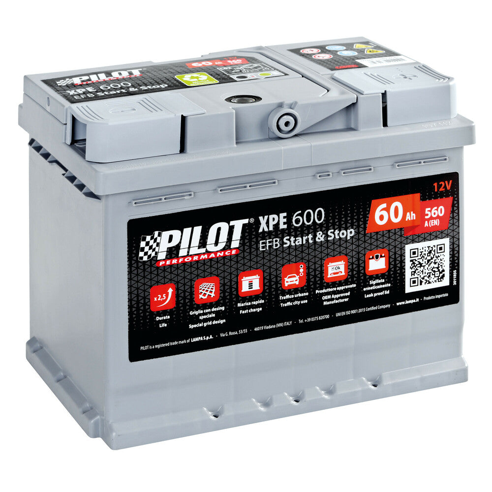 Pilot XPE600 Batteria Auto 60Ah 560A 12V Start-Stop
