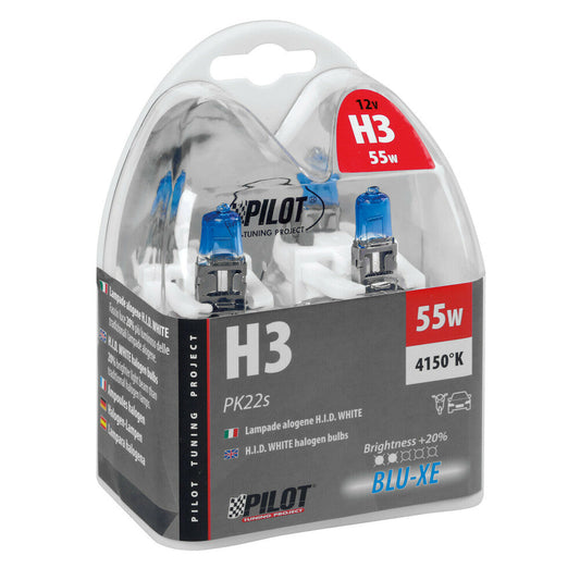 Pilot Lampadine Alogene Auto Xenon Blu H3 Attacco PK22s 2 Pezzi