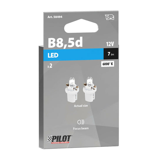 Pilot Lampadina 1 Led Bianco per Cruscotto Auto B8,5d 2 Pezzi