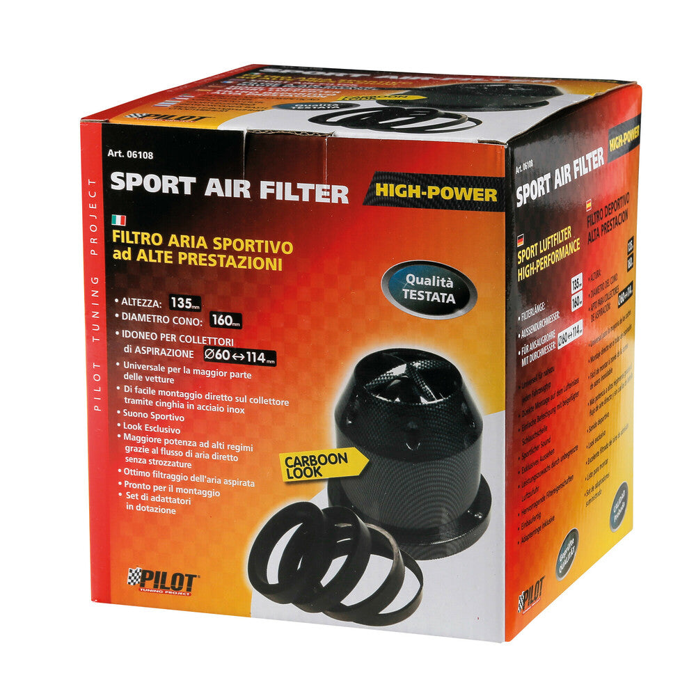 Pilot Filtro Aria Sportivo Carbon Look Universale per Auto