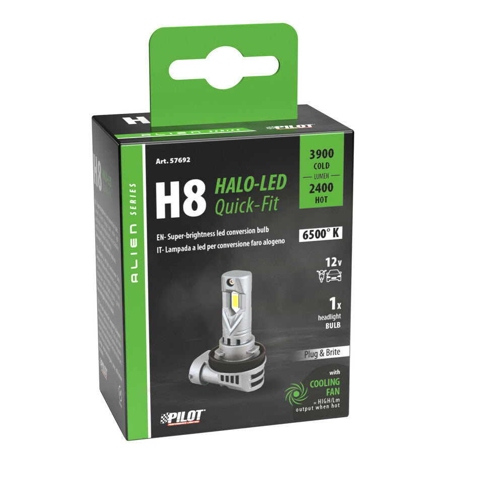 Pilot Halo Led Lampadina Fari Auto H8 Installazione Rapida 1 Pezzo