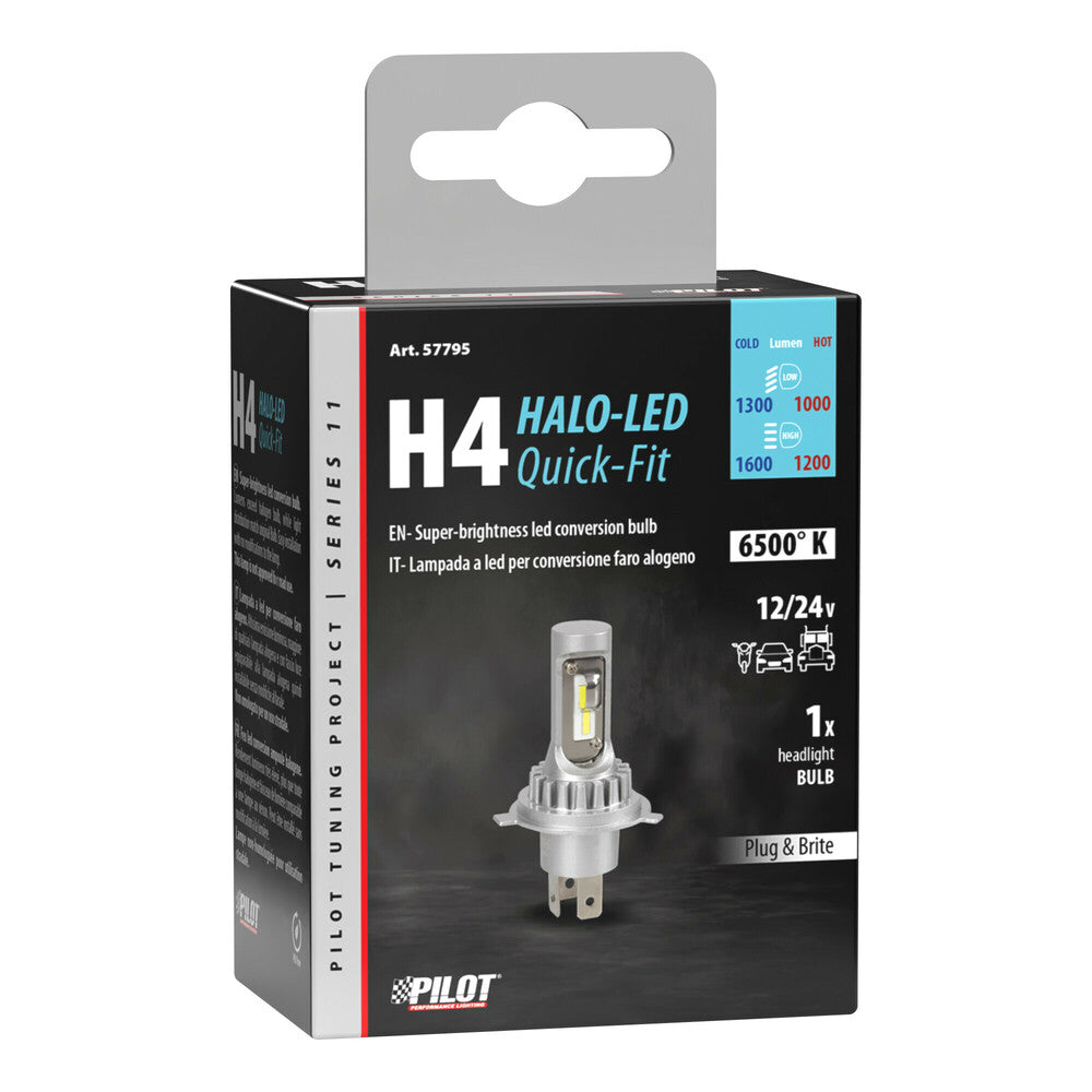 Pilot Halo LED Serie 11 H4 P43t Converti Fari Alogeni a LED 1 Pezzo