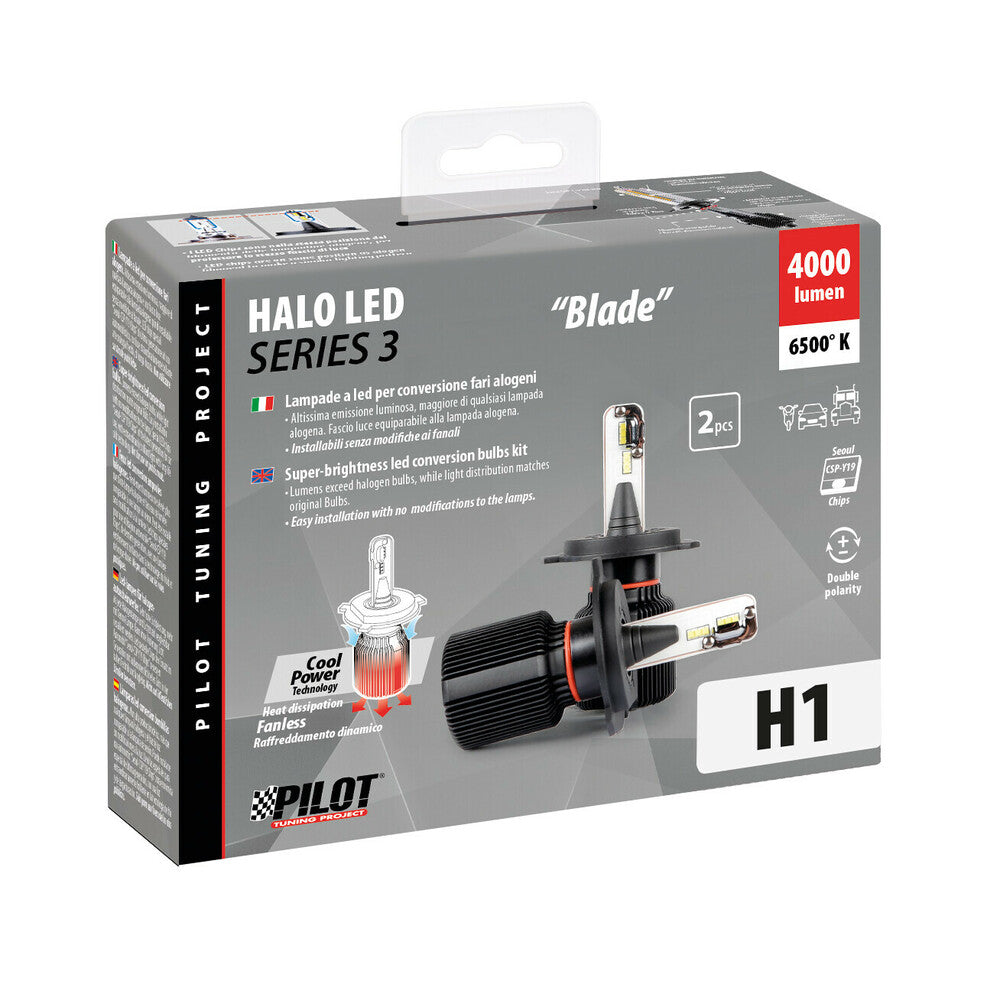 Pilot Halo Led Serie 3 Blade H1 P14,5s Lampadine LED Auto 2 Pezzi