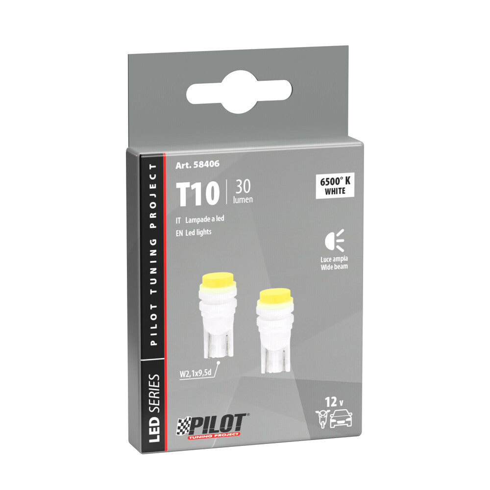 Pilot Lampade Auto Led Bianco Hyper-Led T10 3 SMD 12V 2 Pezzi