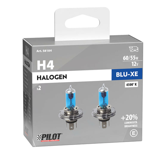 Pilot Set 2 Lampadine Alogene Blu-Xe H4 12V per Auto 60/55W