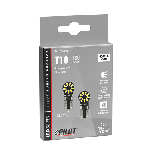 Pilot Lampadine Auto Led T10 12V Hyper-Led 18 SMD 2 Pezzi