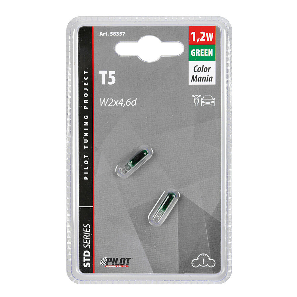 Pilot Lampada Zoccolo Vetro Verde per Luci Abitacolo e Posizione 2 pz
