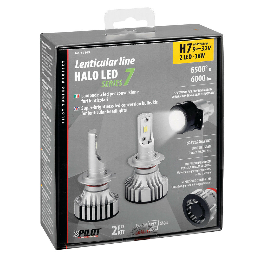 Pilot Halo LED Serie 7 H7 PX26d Lampadine per Fari Lenticolari 2 Pezzi