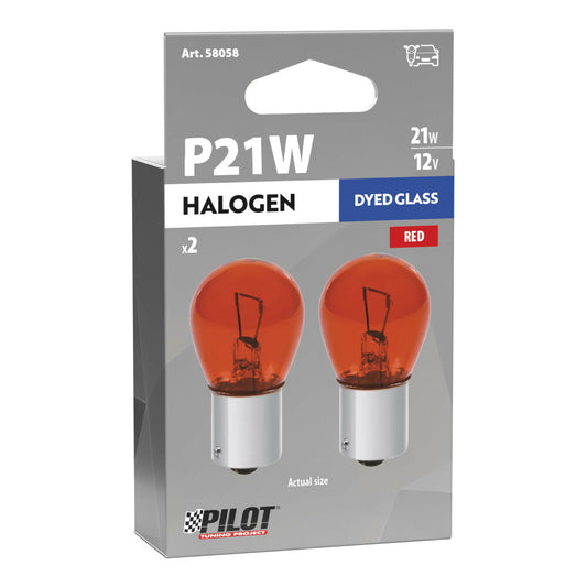 Pilot Lampadine Alogene 1 Filamento Colore Rosso BA15s P21W 2 Pezzi