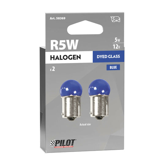 Pilot Lampadine Alogene Vetro Blu R5W Attacco BA15s 2 Pezzi