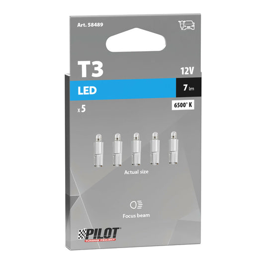 Pilot Set 5 Lampadine LED Bianca per Cruscotto Auto 12V T3 W2x4,6d