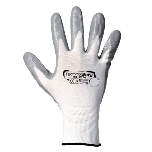 Technosafe Guanti Spalmati Nitrile Professionale da Lavoro Bianco